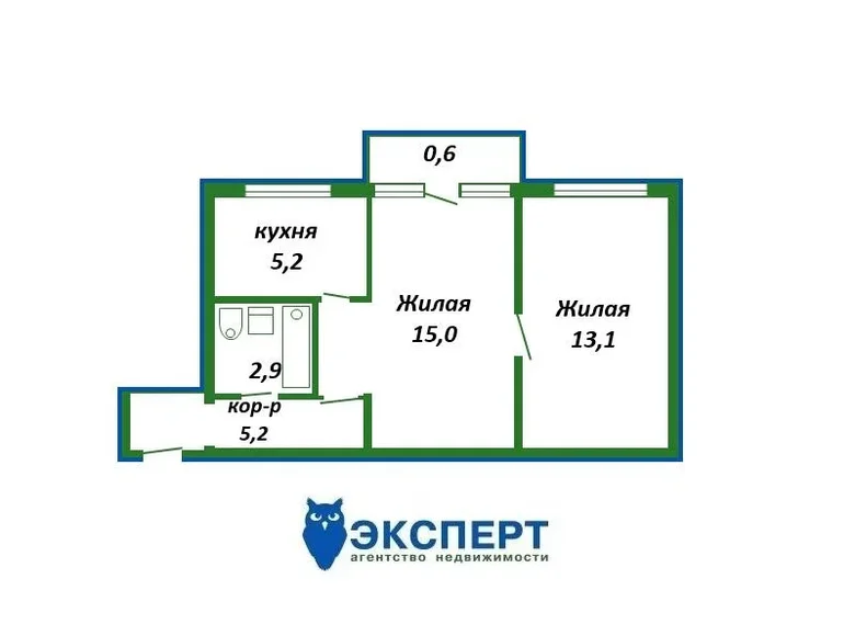 2 room apartment 41 m² Minsk, Belarus