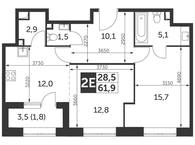 Apartamento 2 habitaciones 62 m² North-Eastern Administrative Okrug, Rusia