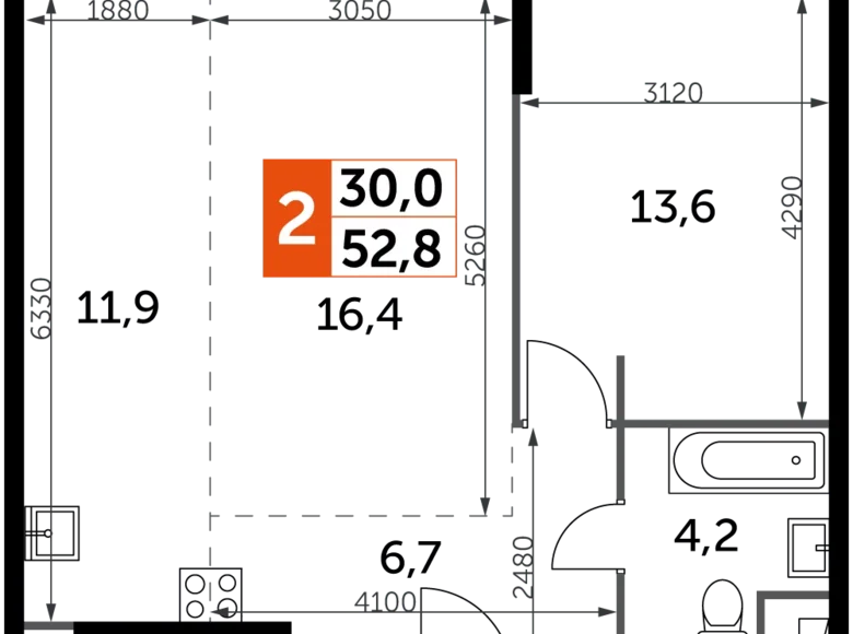 Wohnung 2 Zimmer 53 m² Nordwestlicher Verwaltungsbezirk, Russland