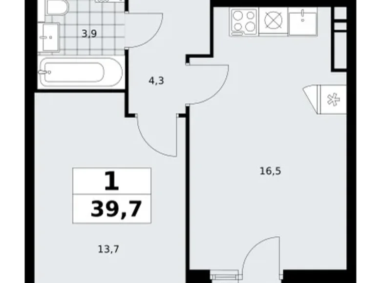 Mieszkanie 1 pokój 40 m² poselenie Sosenskoe, Rosja