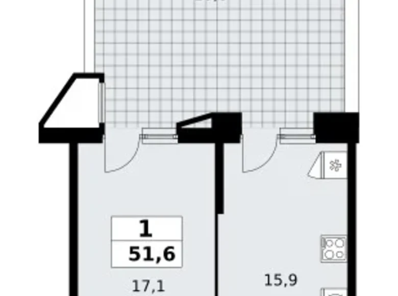 Mieszkanie 1 pokój 52 m² poselenie Sosenskoe, Rosja