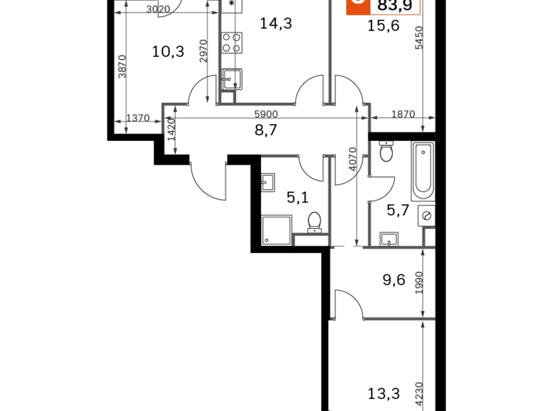 Apartamento 3 habitaciones 84 m² Moscú, Rusia