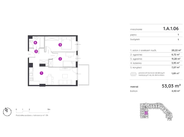 Квартира 3 комнаты 53 м² Познань, Польша