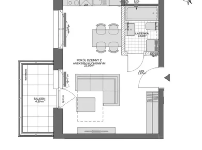 Apartamento 1 habitación 30 m² Danzig, Polonia