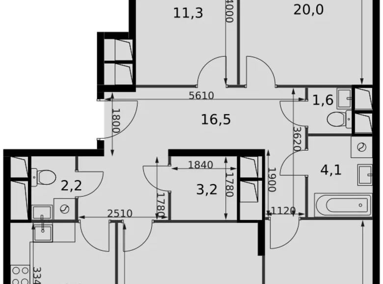 Mieszkanie 4 pokoi 105 m² Razvilka, Rosja