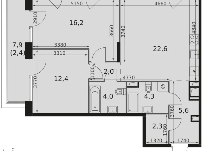 Apartamento 2 habitaciones 72 m² Rostokino District, Rusia