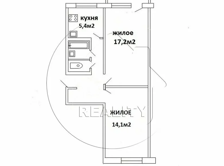 2 room apartment 49 m² Brest, Belarus