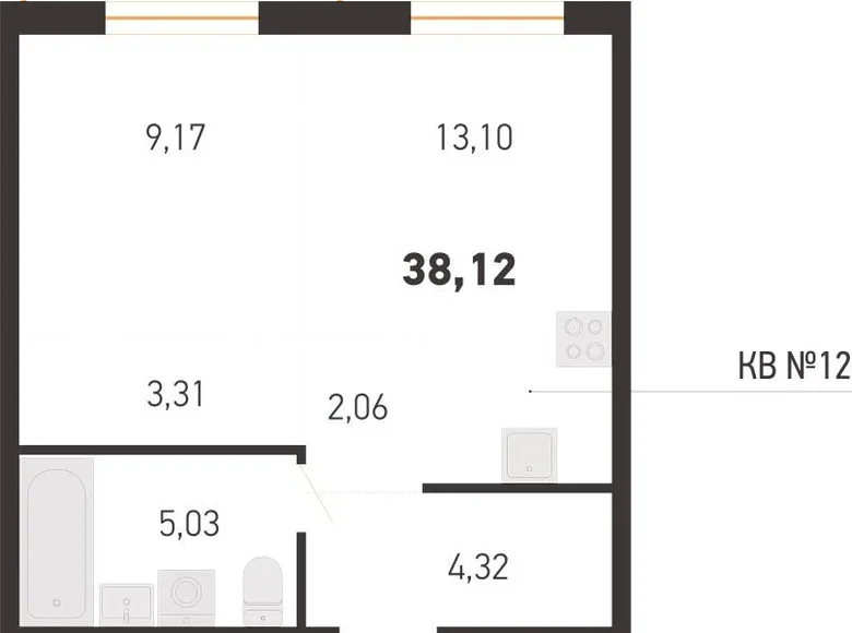 Mieszkanie 2 pokoi 38 m² Kopisca, Białoruś