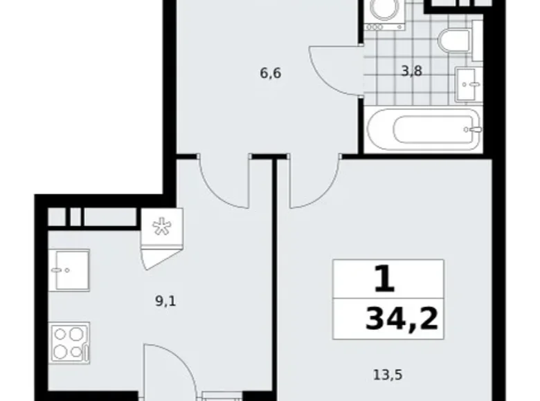 Wohnung 1 zimmer 34 m² poselenie Sosenskoe, Russland