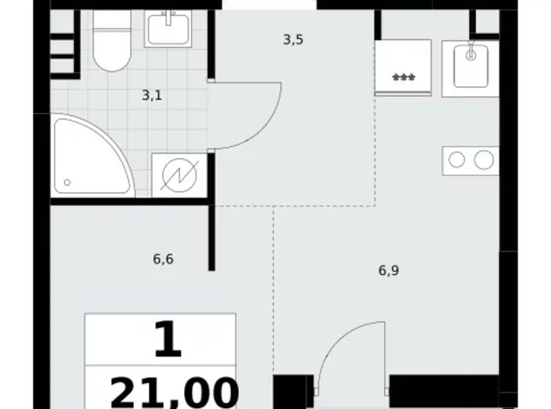 Apartamento 1 habitación 21 m² Postnikovo, Rusia
