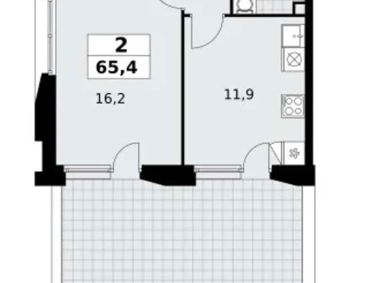 Mieszkanie 2 pokoi 65 m² poselenie Sosenskoe, Rosja