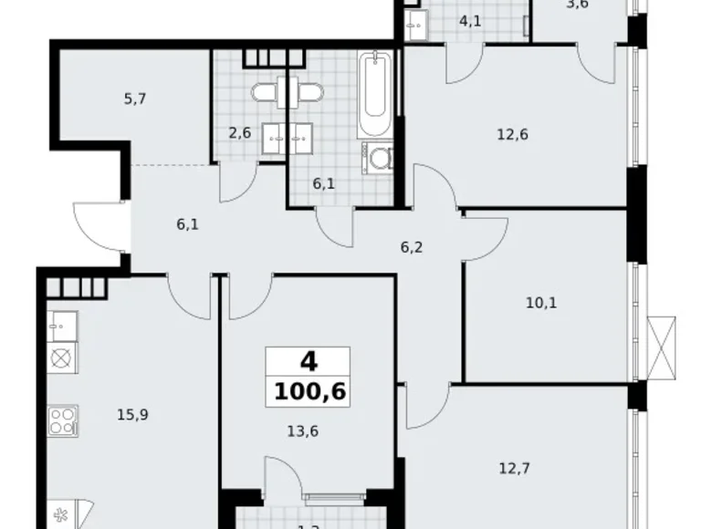 Appartement 4 chambres 101 m² South-Western Administrative Okrug, Fédération de Russie