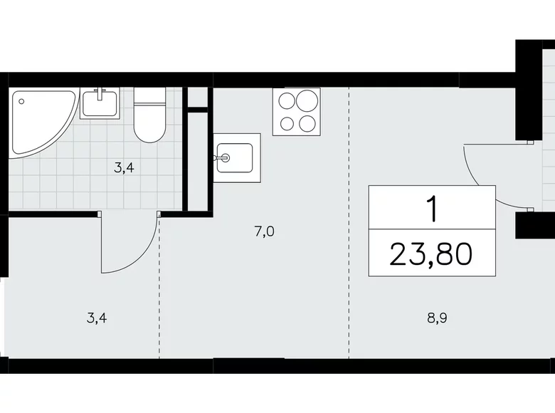 Wohnung 1 Zimmer 24 m² Moskau, Russland