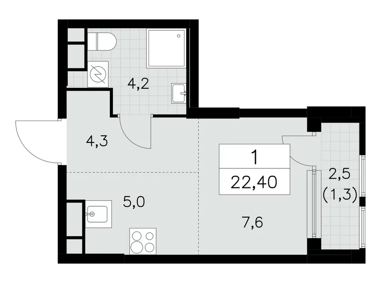 Appartement 1 chambre 22 m² South-Western Administrative Okrug, Fédération de Russie