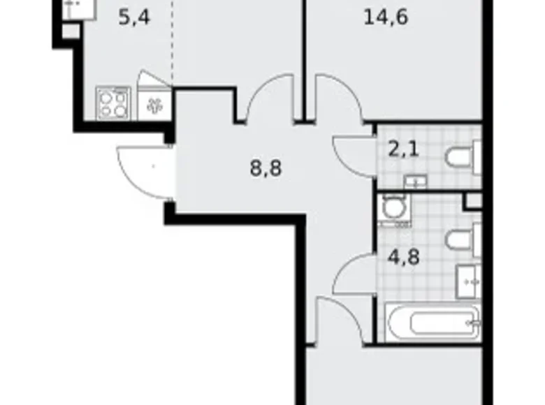 3 room apartment 68 m² poselenie Sosenskoe, Russia