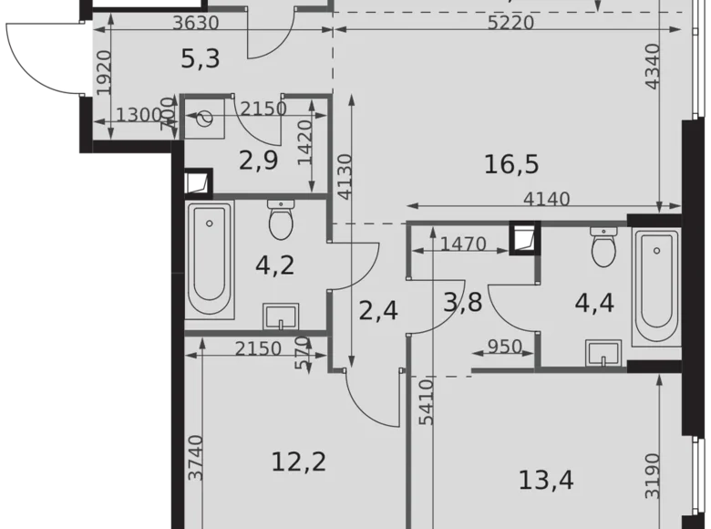 Appartement 3 chambres 74 m² Moscou, Russie