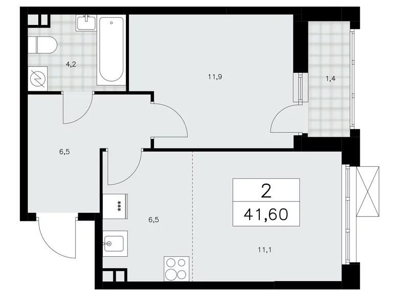Wohnung 2 Zimmer 42 m² Moskau, Russland
