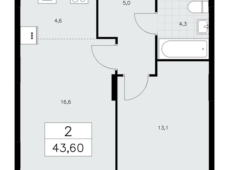 Квартира 2 комнаты 44 м² поселение Сосенское, Россия