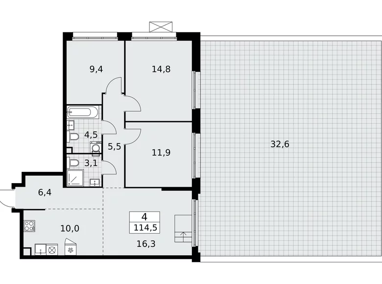 Appartement 4 chambres 115 m² poselenie Desenovskoe, Fédération de Russie