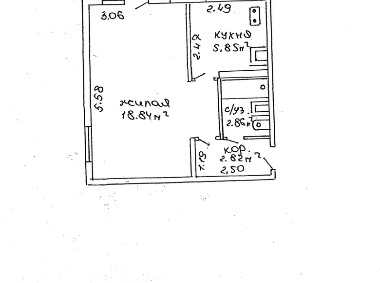 1 room apartment 30 m² Minsk, Belarus