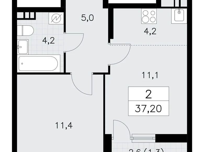 Apartamento 2 habitaciones 37 m² poselenie Sosenskoe, Rusia