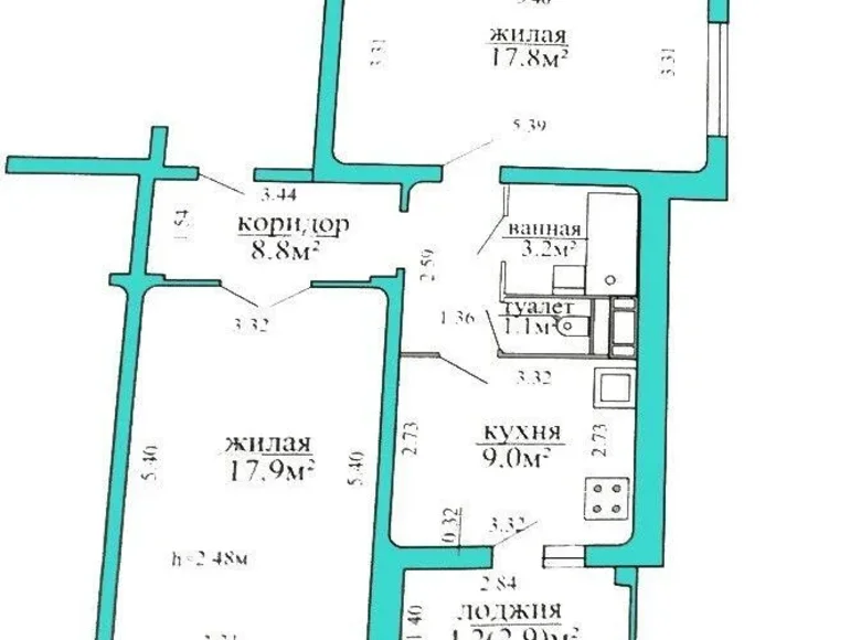 2 room apartment 61 m² Minsk, Belarus