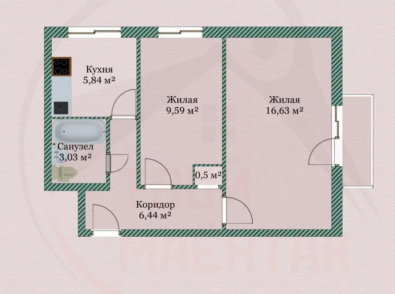 Apartamento 2 habitaciones 42 m² Minsk, Bielorrusia