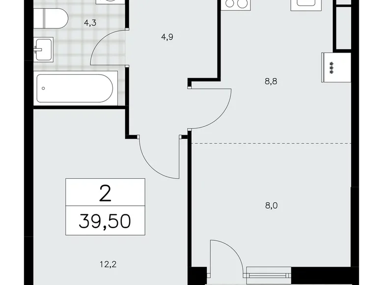 Mieszkanie 2 pokoi 40 m² Moskwa, Rosja