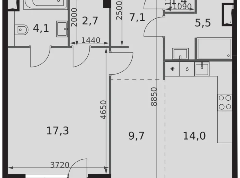 Квартира 2 комнаты 64 м² Северо-Западный административный округ, Россия