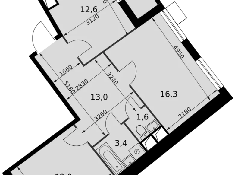 Mieszkanie 2 pokoi 62 m² Razvilka, Rosja