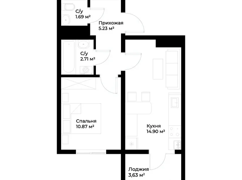 Квартира 1 комната 39 м² Шайхантаурский район, Узбекистан