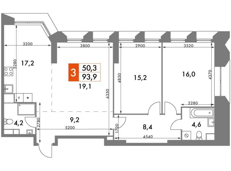 Wohnung 3 zimmer 94 m² Konkovo District, Russland