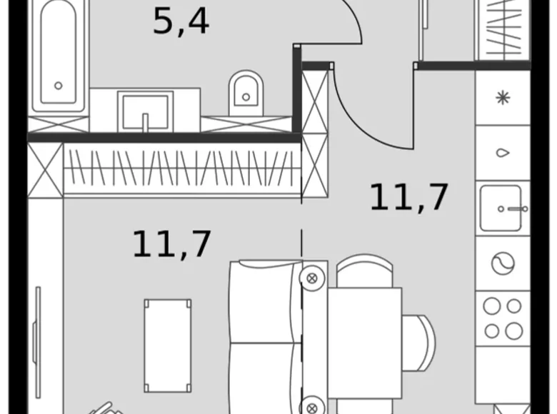 1 room studio apartment 33 m² North-Western Administrative Okrug, Russia