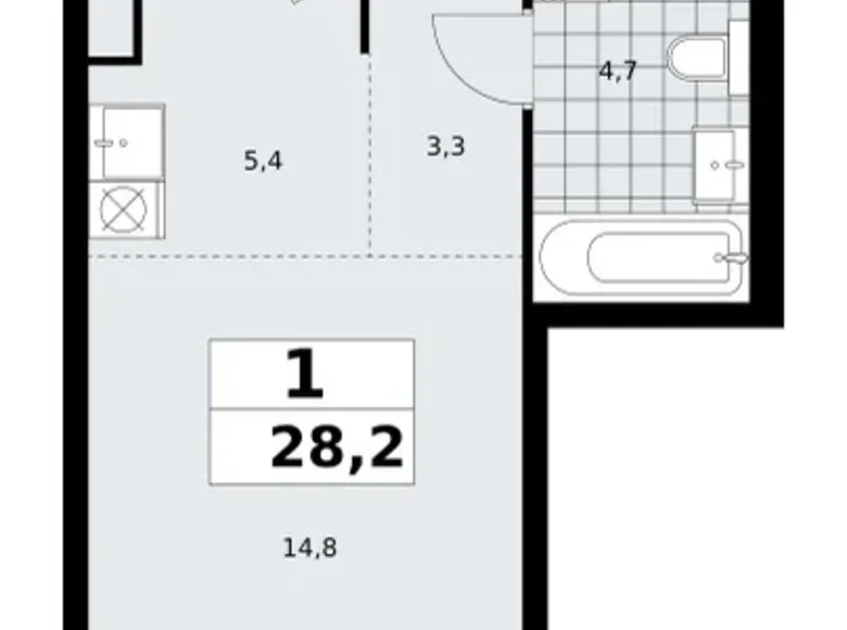 Mieszkanie 1 pokój 28 m² poselenie Sosenskoe, Rosja