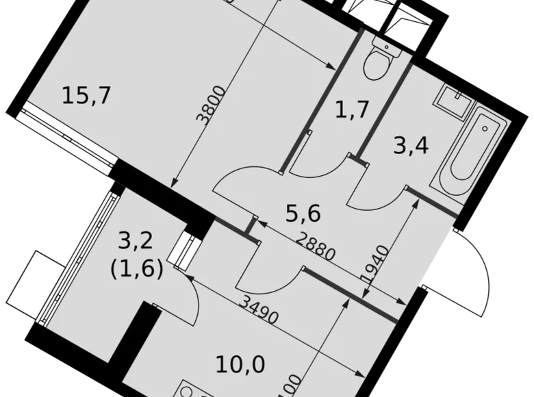 Apartamento 1 habitación 38 m² Razvilka, Rusia