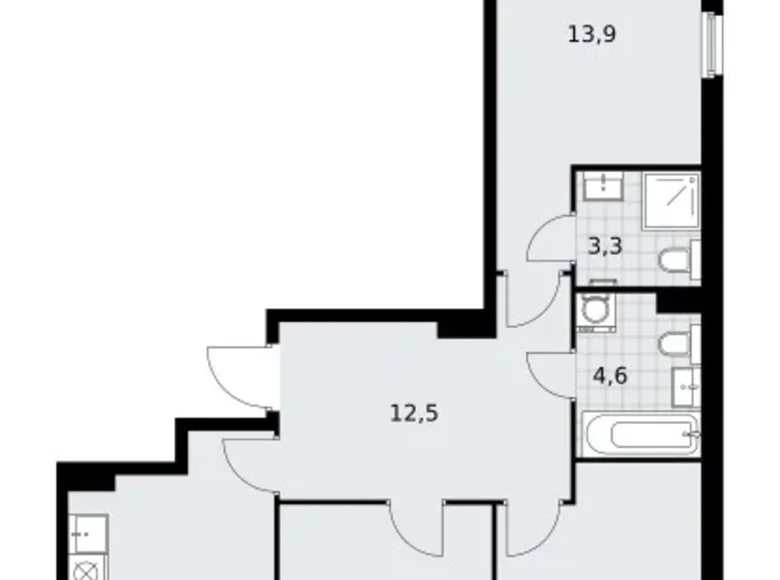 Apartamento 3 habitaciones 72 m² Troitsk, Rusia