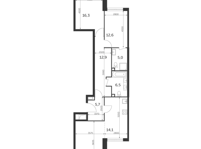 Mieszkanie 3 pokoi 95 m² North-Eastern Administrative Okrug, Rosja