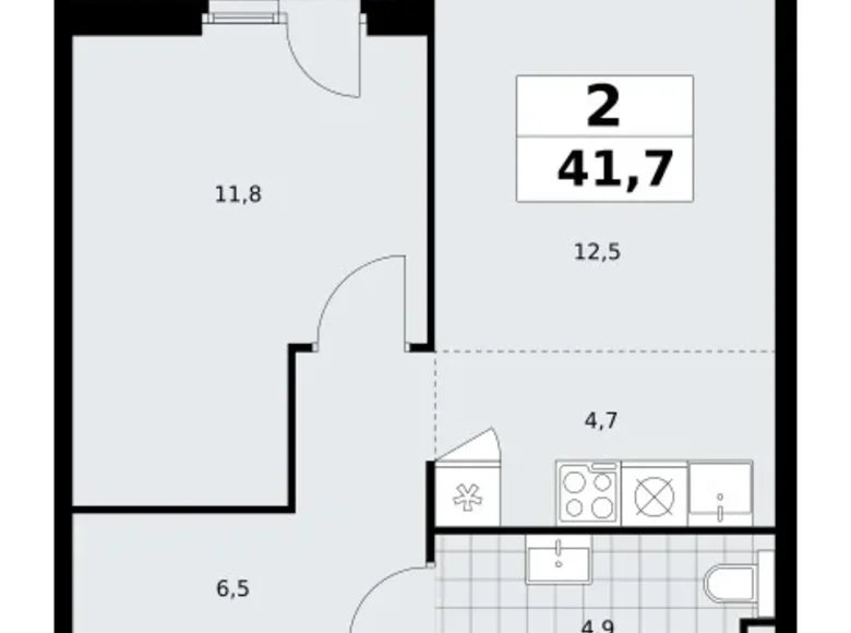 Квартира 2 комнаты 42 м² Юго-Западный административный округ, Россия