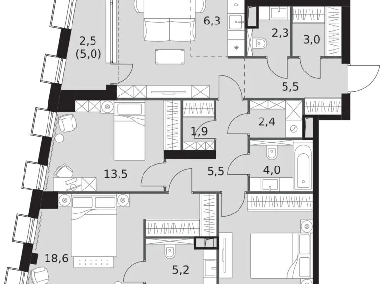 Квартира 4 комнаты 99 м² Северо-Западный административный округ, Россия