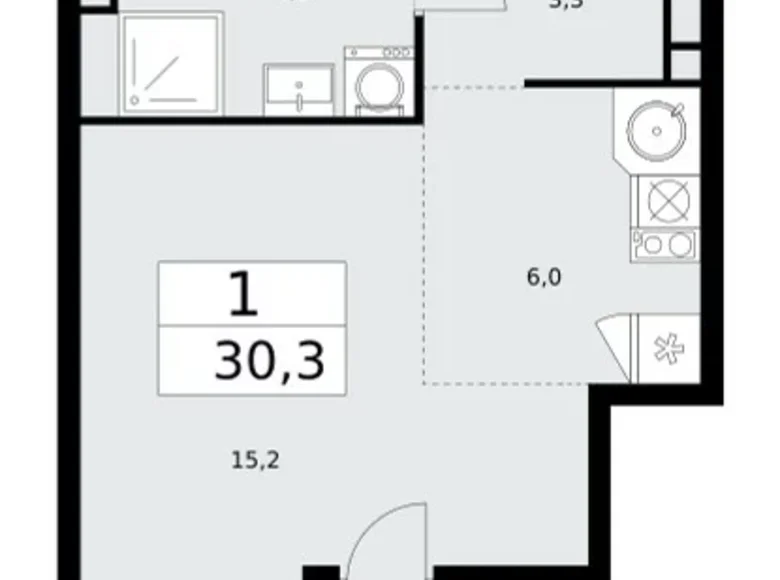 Mieszkanie 1 pokój 30 m² Moskwa, Rosja