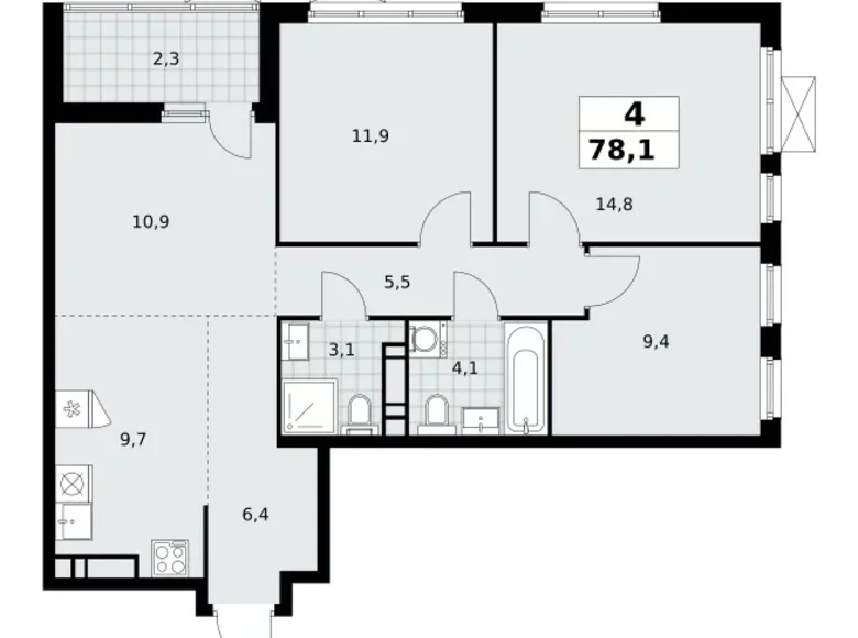 Apartamento 4 habitaciones 78 m² Moscú, Rusia