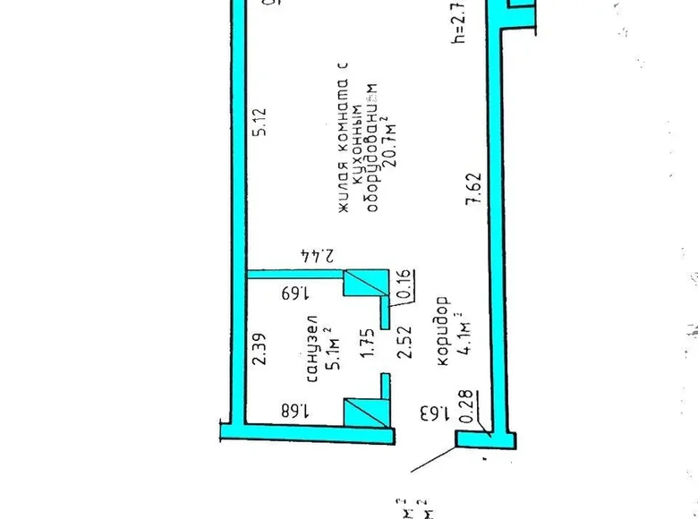 Wohnung 1 zimmer 34 m² Kopishche, Belarus