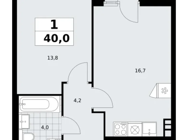 Mieszkanie 1 pokój 40 m² poselenie Sosenskoe, Rosja