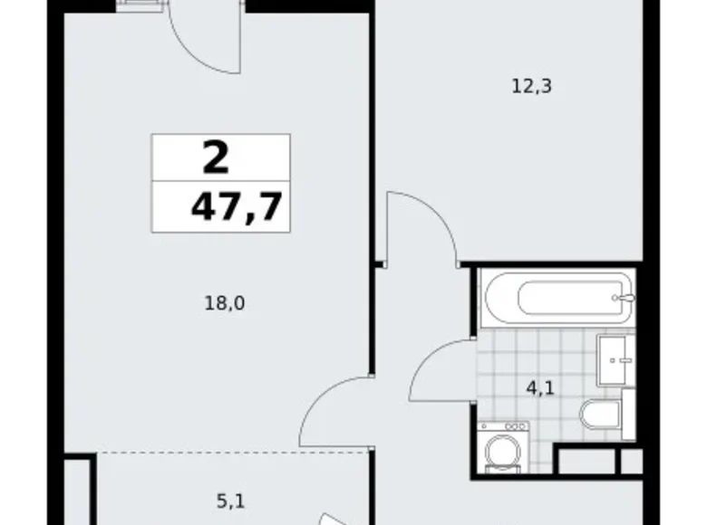 Apartamento 2 habitaciones 48 m² poselenie Sosenskoe, Rusia