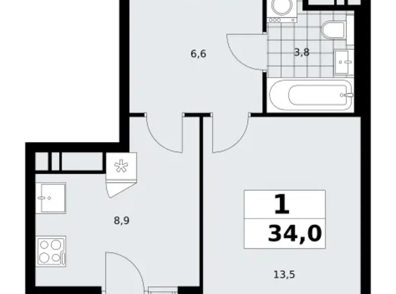 Appartement 1 chambre 34 m² poselenie Sosenskoe, Fédération de Russie