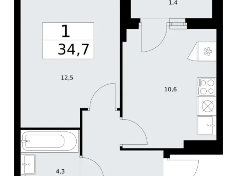 Mieszkanie 1 pokój 35 m² Troick, Rosja