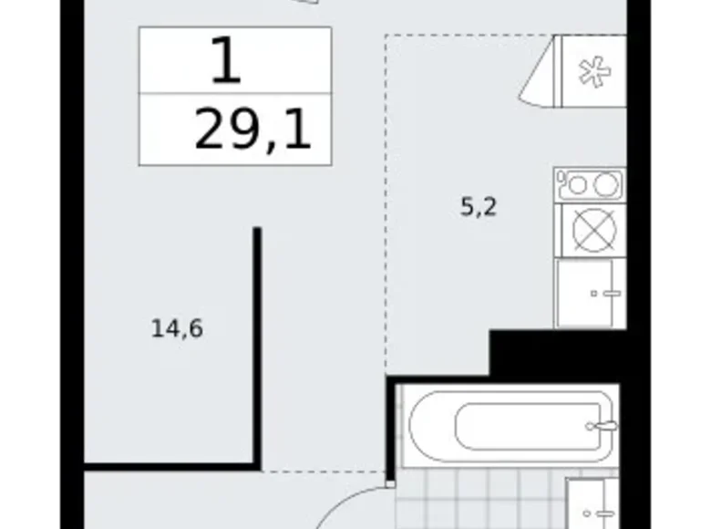 Mieszkanie 1 pokój 29 m² Troick, Rosja