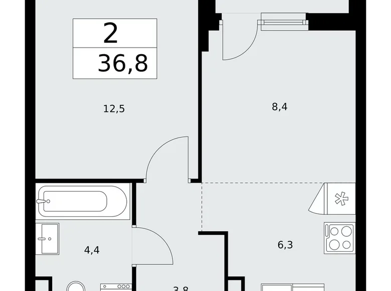 Wohnung 2 Zimmer 37 m² poselenie Sosenskoe, Russland