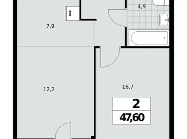Wohnung 2 Zimmer 48 m² Nördlicher Verwaltungsbezirk, Russland