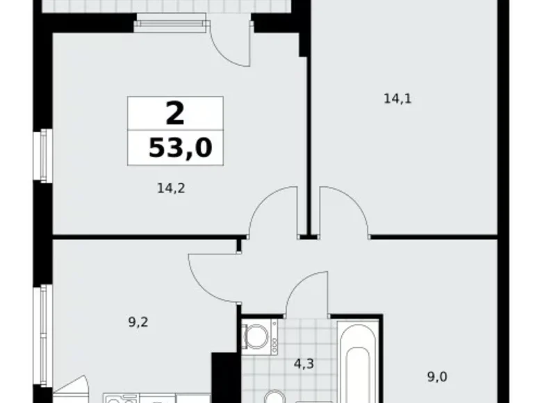 Mieszkanie 2 pokoi 53 m² poselenie Sosenskoe, Rosja